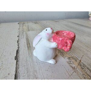 Shabby chic Easter Bunny coffee cup figurine statue decor spring village mini